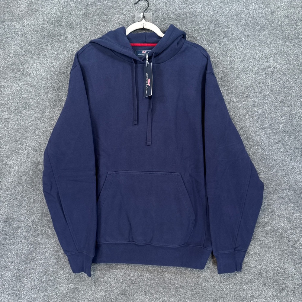 Vineyard Vines Clean Fleece Hoodie Mens Medium Blue Pullover Sweatshirt NEW